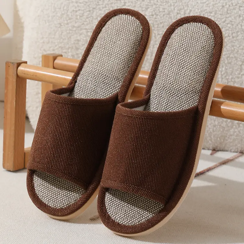 New Style Home Slippers Women's Summer Home Indoor Four Seasons Cotton Linen Linen Floor Slippers Men's Summer