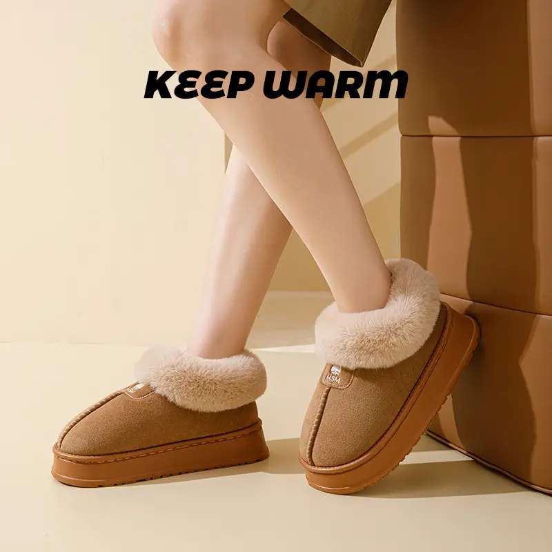 Bug Rabbit Bag with Cotton Slippers Women's Winter Outer Wear High-top fleece-lined Snow Boots Fur One-piece Warm Home Cotton Shoes