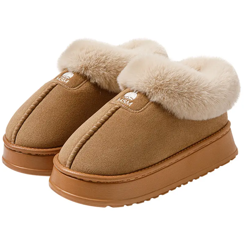 Bug Rabbit Bag with Cotton Slippers Women's Winter Outer Wear High-top fleece-lined Snow Boots Fur One-piece Warm Home Cotton Shoes
