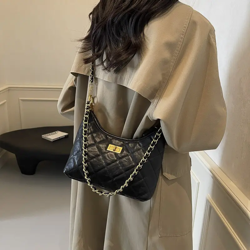 Black Quilted Shoulder Bag for Women 2024 - Image 2