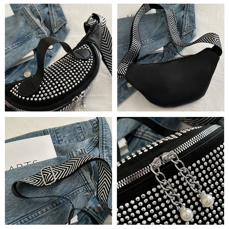 Women's Black White Checkered Crossbody Bag 2023 — feature 9