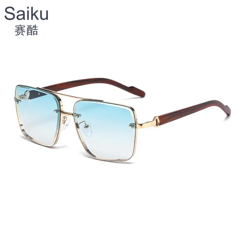 Men Retro Metal Sunglasses with Anti-Blue Light Lenses