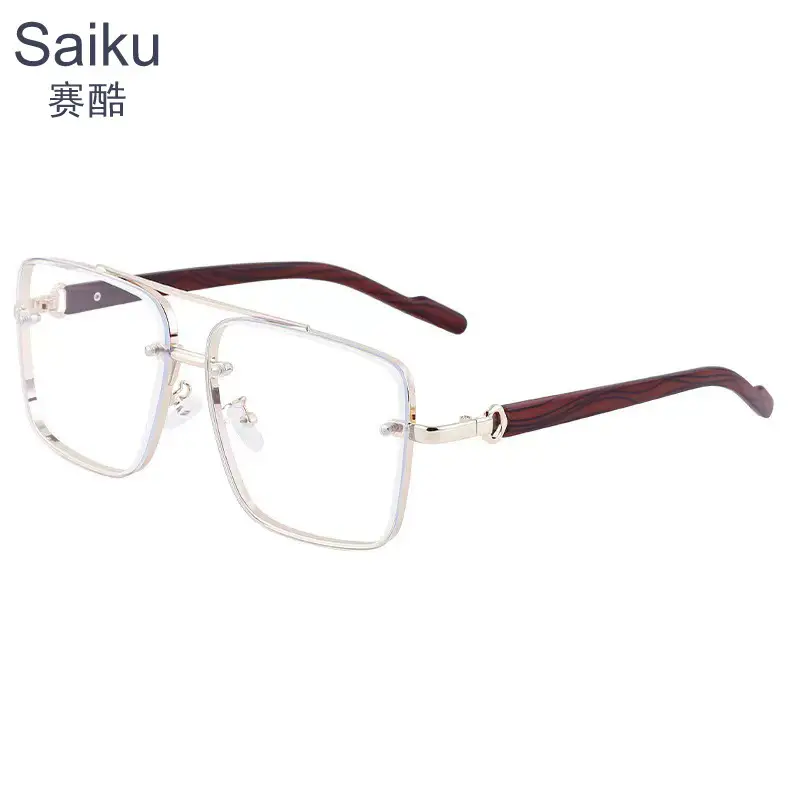 Men Retro Metal Sunglasses with Anti-Blue Light Lenses