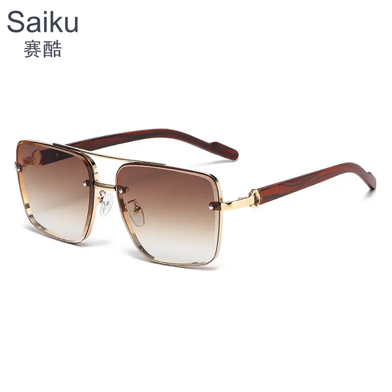 Men Retro Metal Sunglasses with Anti-Blue Light Lenses