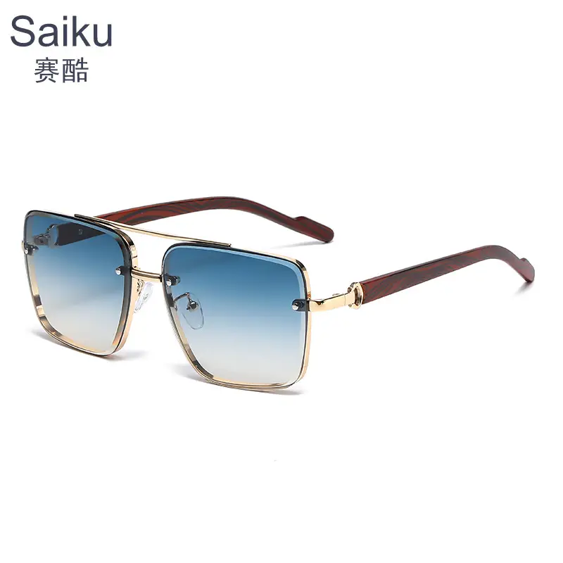 Men Retro Metal Sunglasses with Anti-Blue Light Lenses