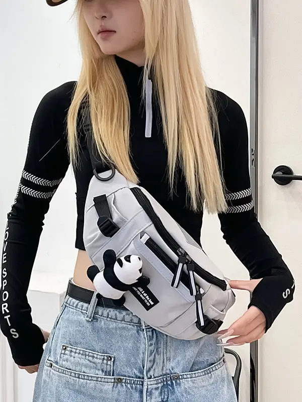 Men Sports Waist Bag Black Japanese Workwear Style - Image 5