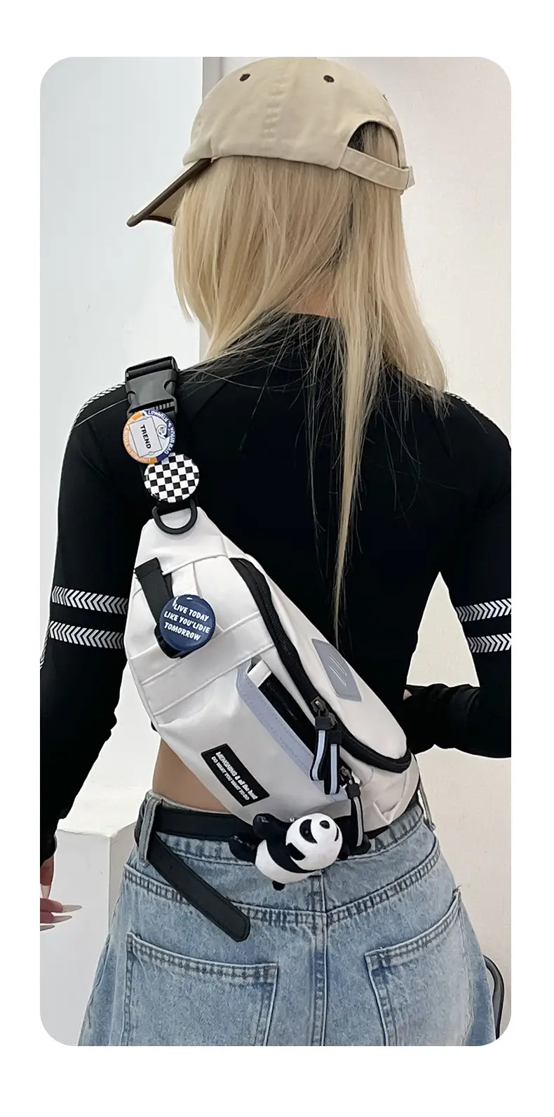 Men Sports Waist Bag Black Japanese Workwear Style — feature 17