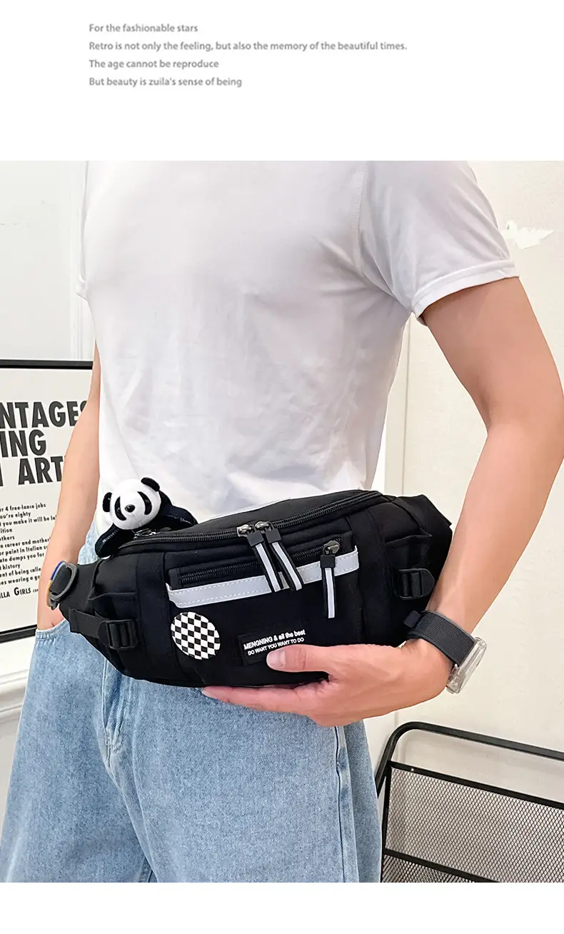 Men Sports Waist Bag Black Japanese Workwear Style — feature 19