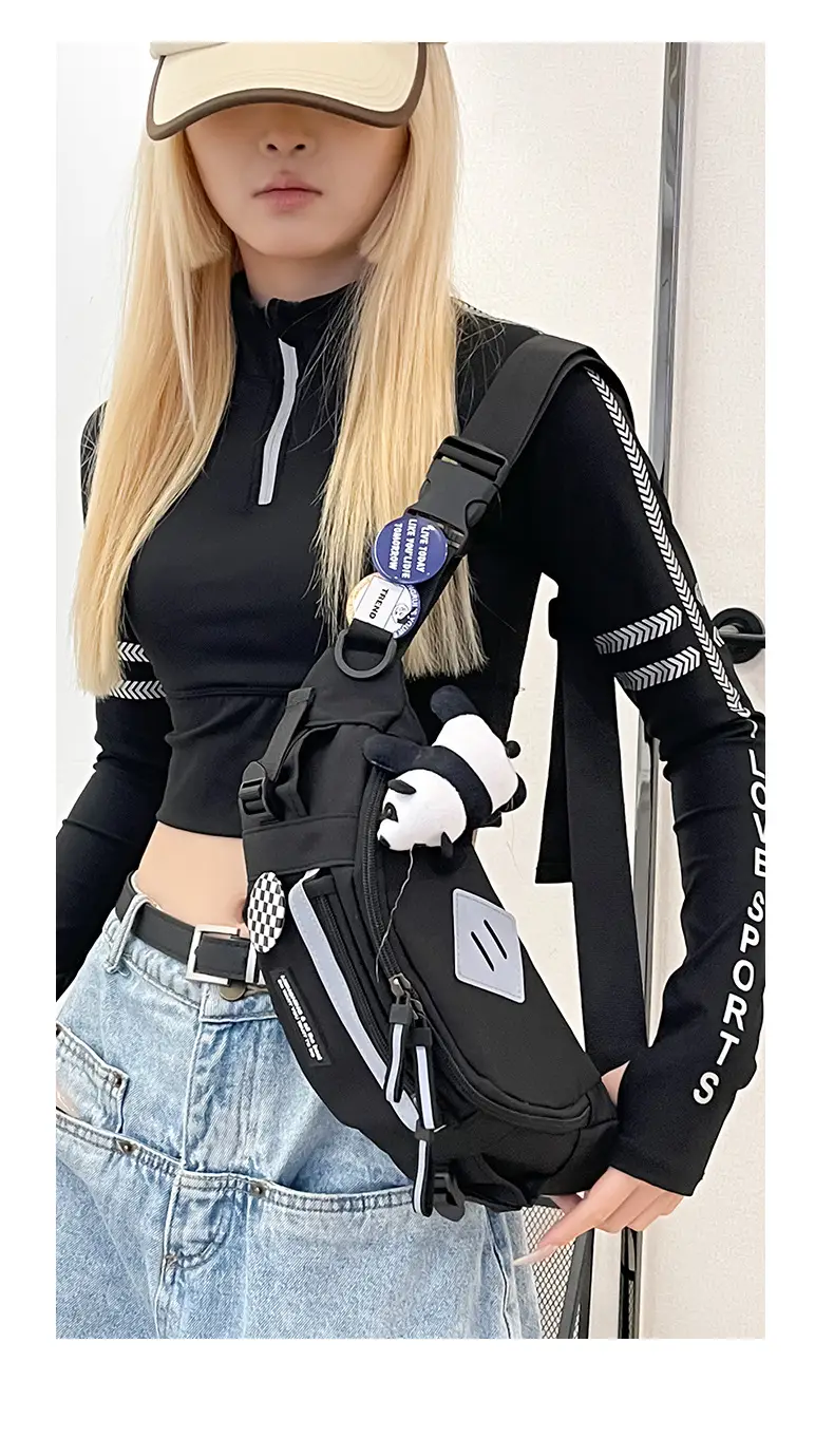 Men Sports Waist Bag Black Japanese Workwear Style — feature 22