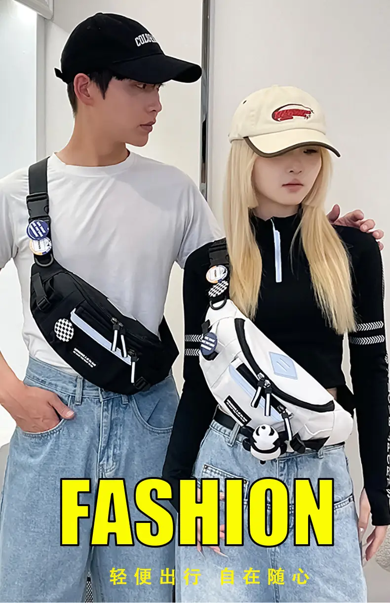 Men Sports Waist Bag Black Japanese Workwear Style — feature 4