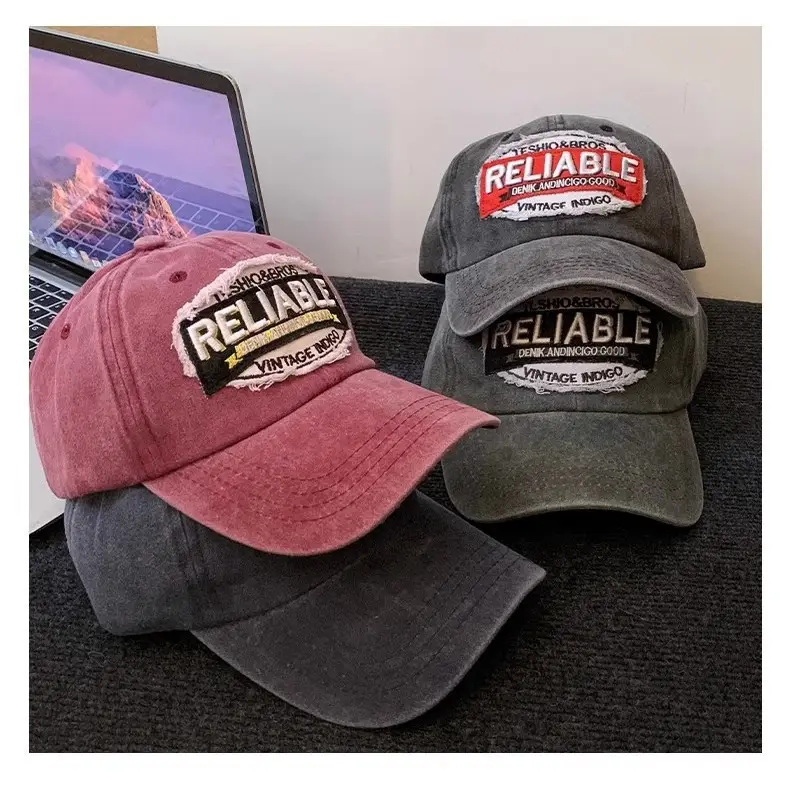 Reliable American Baseball Cap Red Grey Denim Men Women - Image 9