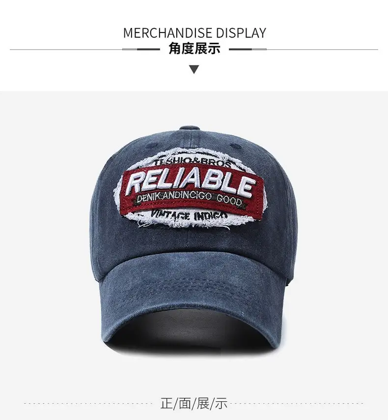 Reliable American Baseball Cap Red Grey Denim Men Women — feature 5