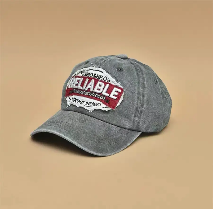 Reliable American Baseball Cap Red Grey Denim Men Women - Image 4