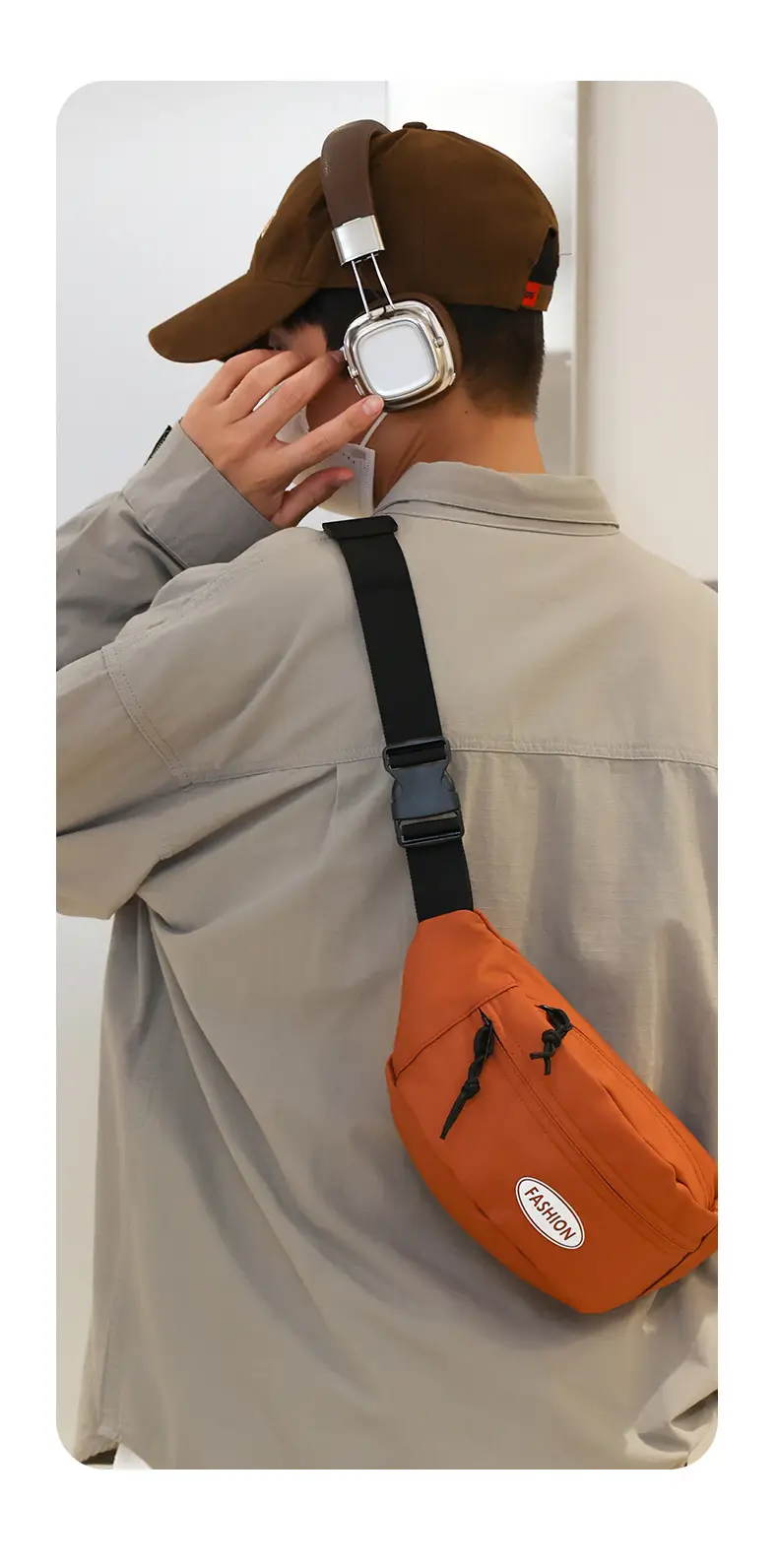 Women's Orange Chest Bag Street Style Portable Backpack — feature 17