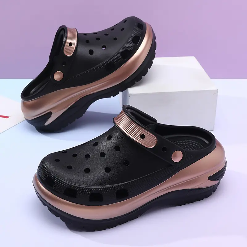 Summer Women's Platform Casual Hole Shoes EVA High Heel Non-slip Outer Wear Slippers Heightened Odor-proof Outdoor Couple Sandals - Image 3