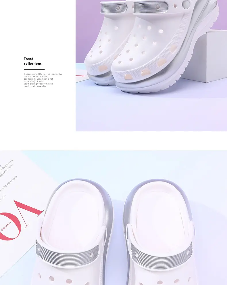 Summer Women's Platform Casual Hole Shoes EVA High Heel Non-slip Outer Wear Slippers Heightened Odor-proof Outdoor Couple Sandals — feature 10
