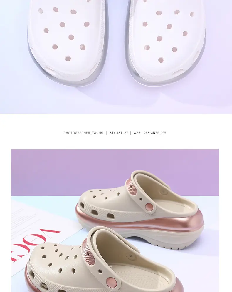Summer Women's Platform Casual Hole Shoes EVA High Heel Non-slip Outer Wear Slippers Heightened Odor-proof Outdoor Couple Sandals — feature 11