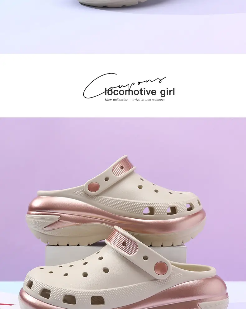 Summer Women's Platform Casual Hole Shoes EVA High Heel Non-slip Outer Wear Slippers Heightened Odor-proof Outdoor Couple Sandals — feature 13