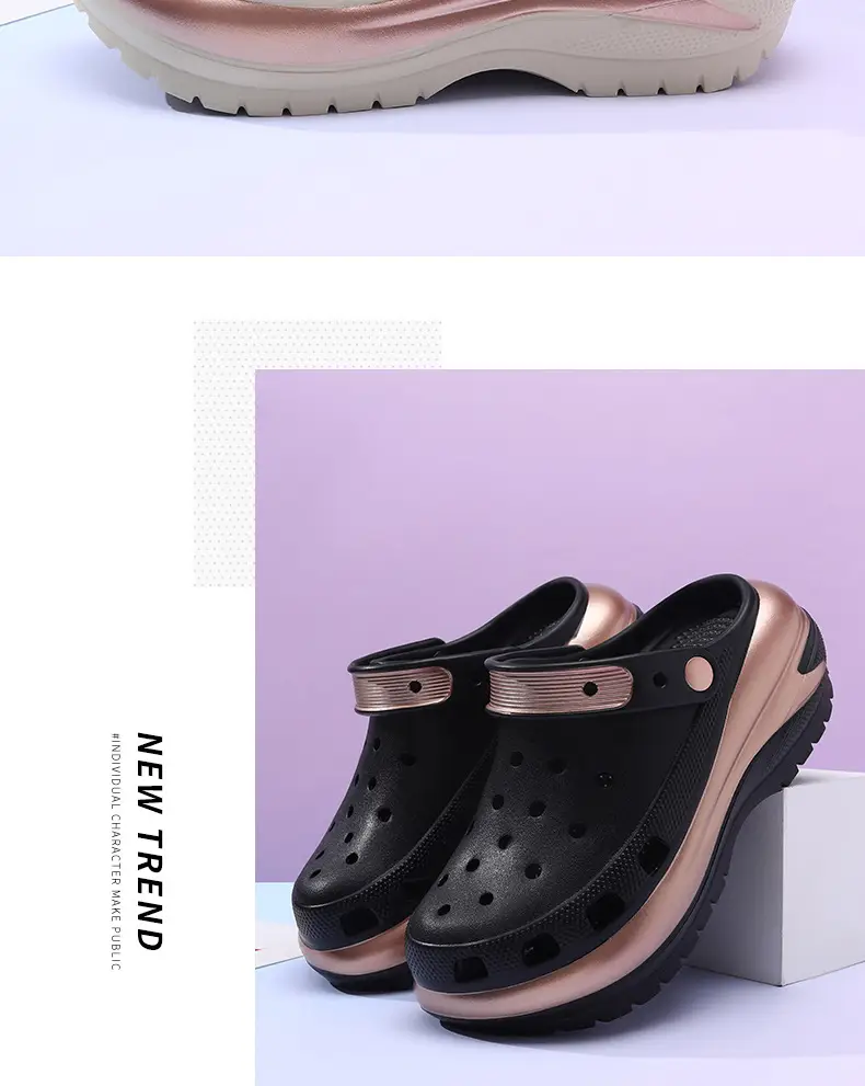 Summer Women's Platform Casual Hole Shoes EVA High Heel Non-slip Outer Wear Slippers Heightened Odor-proof Outdoor Couple Sandals — feature 14
