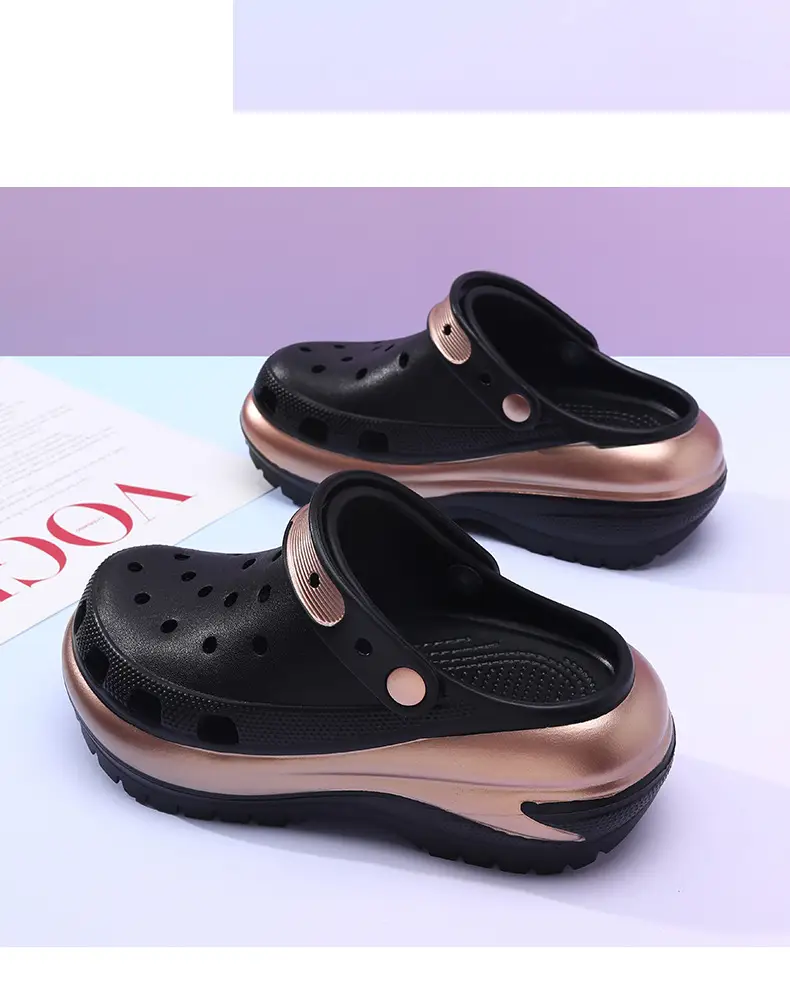 Summer Women's Platform Casual Hole Shoes EVA High Heel Non-slip Outer Wear Slippers Heightened Odor-proof Outdoor Couple Sandals — feature 15