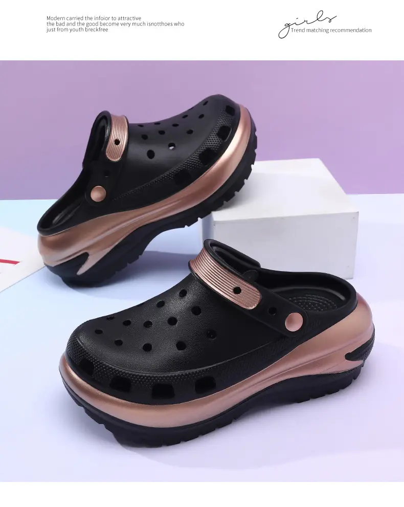 Summer Women's Platform Casual Hole Shoes EVA High Heel Non-slip Outer Wear Slippers Heightened Odor-proof Outdoor Couple Sandals — feature 16