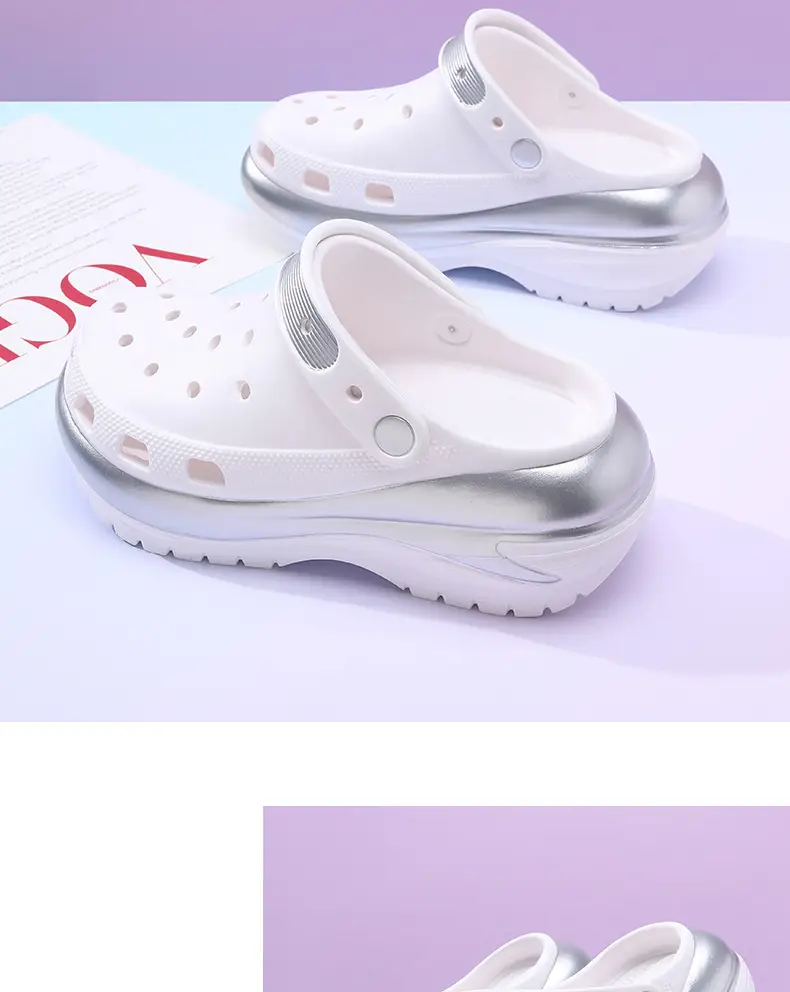 Summer Women's Platform Casual Hole Shoes EVA High Heel Non-slip Outer Wear Slippers Heightened Odor-proof Outdoor Couple Sandals — feature 9