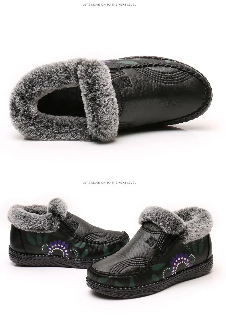 Old People's Cotton Shoes Women's Winter Non-slip Waterproof Old Beijing Cloth Shoes fleece-lined Warm Middle-aged and Old People's Grandma Mom Shoes with Soft Sole — feature 38