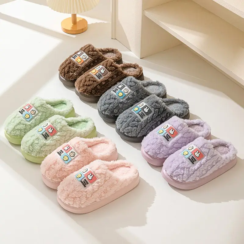 2024 Cotton Slippers for Women, Autumn and Winter Thick-Soled Couple Slippers, Men's Winter Indoor Home Maternity Shoes, Thickened and Warm