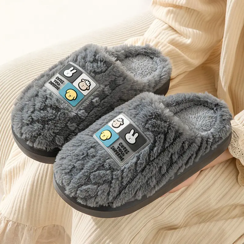 2024 Cotton Slippers for Women, Autumn and Winter Thick-Soled Couple Slippers, Men's Winter Indoor Home Maternity Shoes, Thickened and Warm