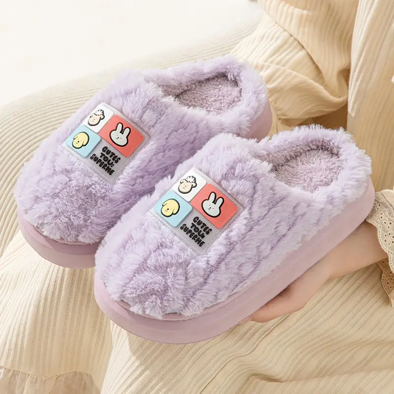 2024 Cotton Slippers for Women, Autumn and Winter Thick-Soled Couple Slippers, Men's Winter Indoor Home Maternity Shoes, Thickened and Warm