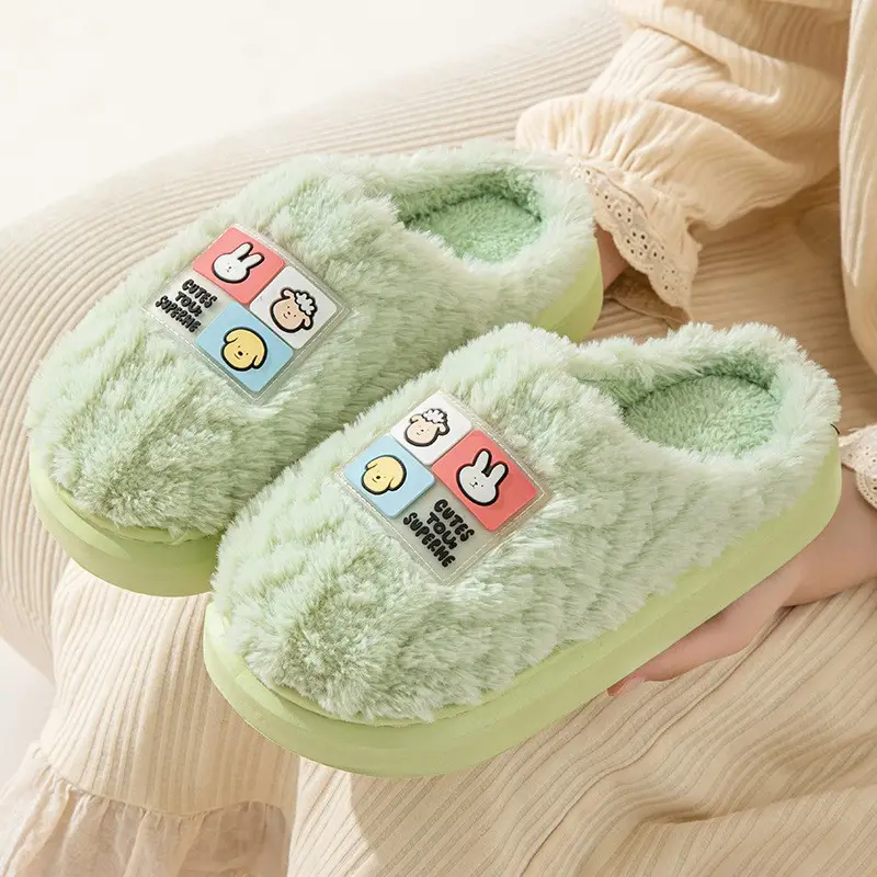 2024 Cotton Slippers for Women, Autumn and Winter Thick-Soled Couple Slippers, Men's Winter Indoor Home Maternity Shoes, Thickened and Warm