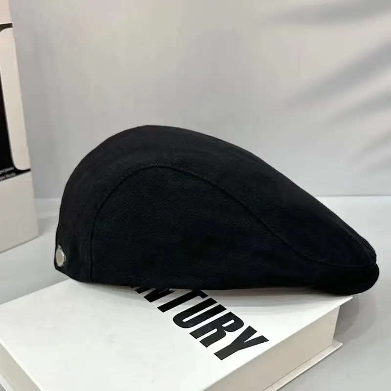 British Style Vintage Newsboy Hat Men's Solid Color — feature 3