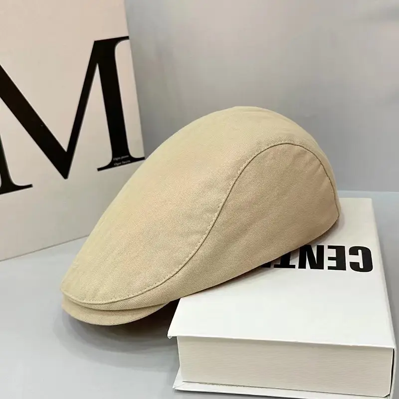 British Style Vintage Newsboy Hat Men's Solid Color — feature 5