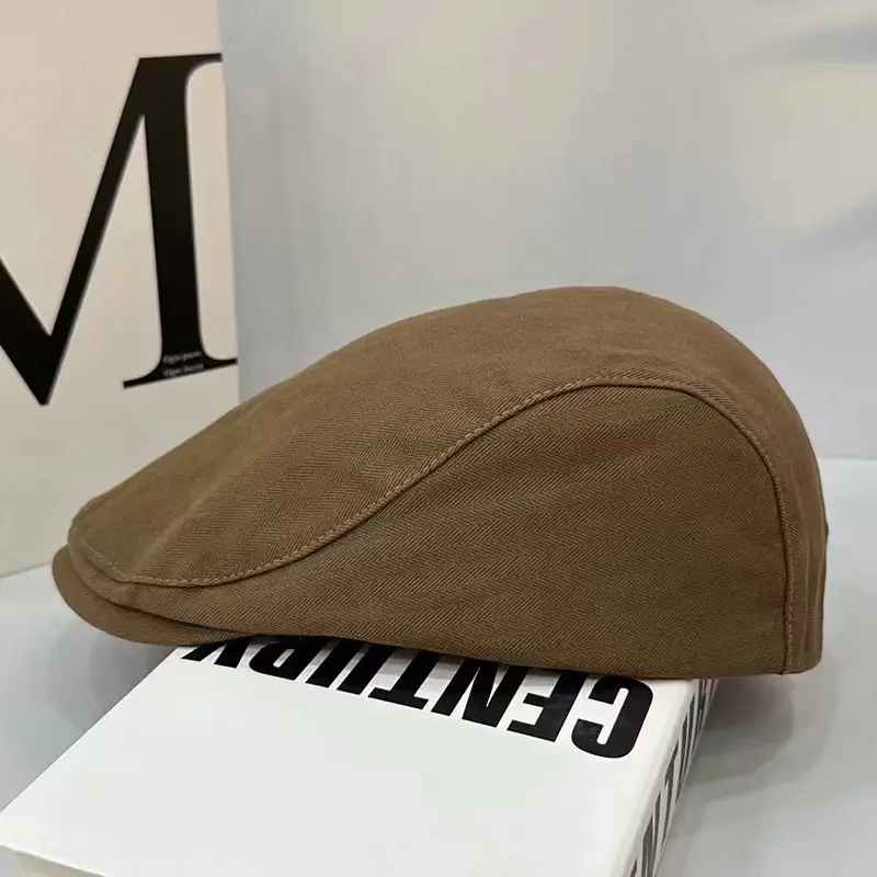 British Style Vintage Newsboy Hat Men's Solid Color — feature 7