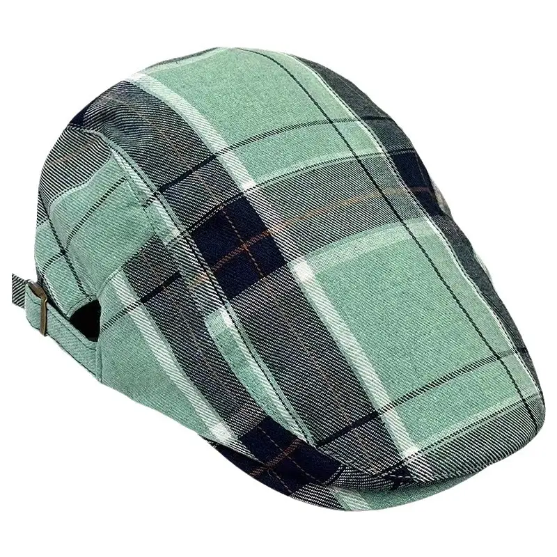 Women Plaid Beret Summer Hat Duck Tongue Forward