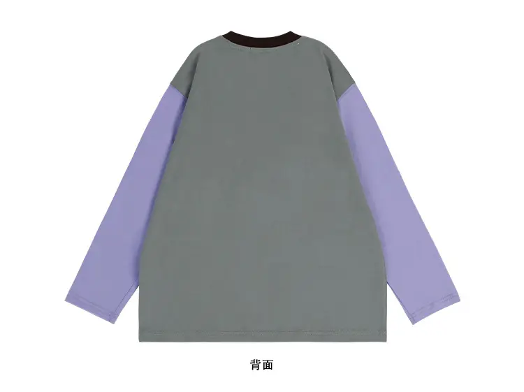 Girls Long Sleeve T-Shirt Grey Green White Loose Fit — feature 16