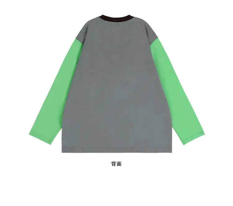 Girls Long Sleeve T-Shirt Grey Green White Loose Fit — feature 18