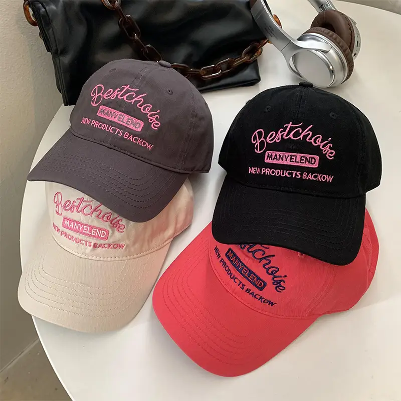 Women Korean Letter Baseball Cap White Embroidered - Image 9