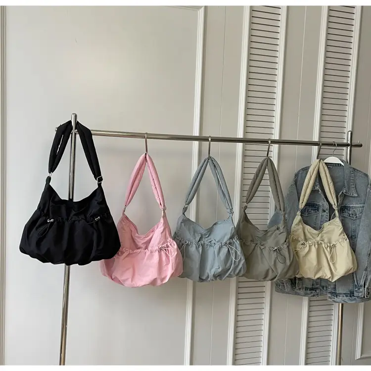 Korean Style Grey Nylon Shoulder Bag Large Capacity — feature 14