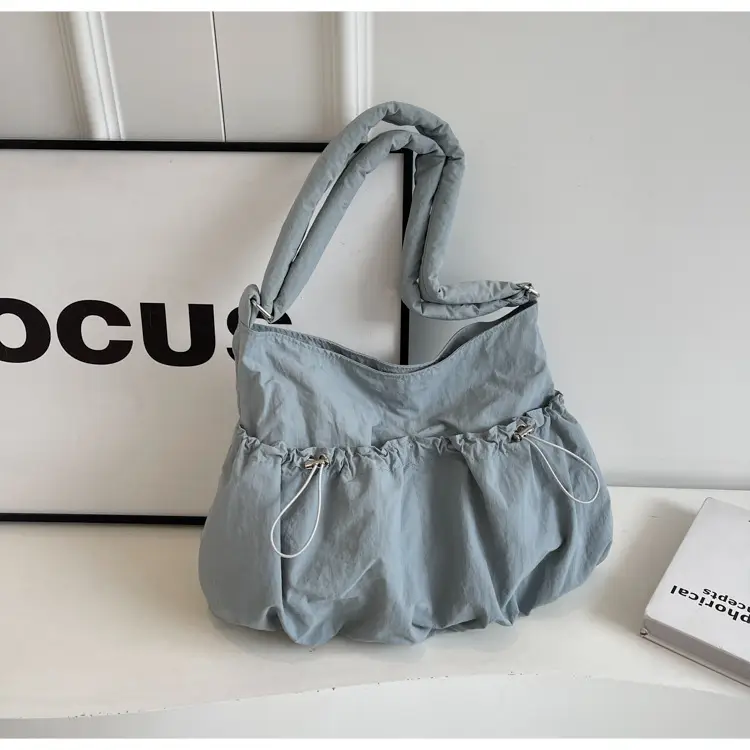 Korean Style Grey Nylon Shoulder Bag Large Capacity — feature 15