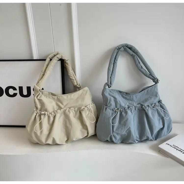 Korean Style Grey Nylon Shoulder Bag Large Capacity — feature 16