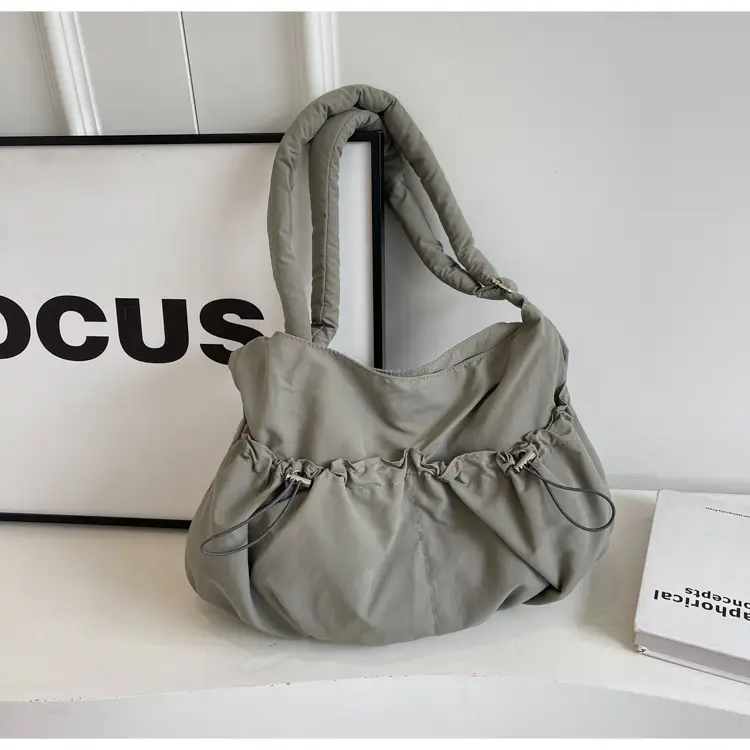 Korean Style Grey Nylon Shoulder Bag Large Capacity — feature 20