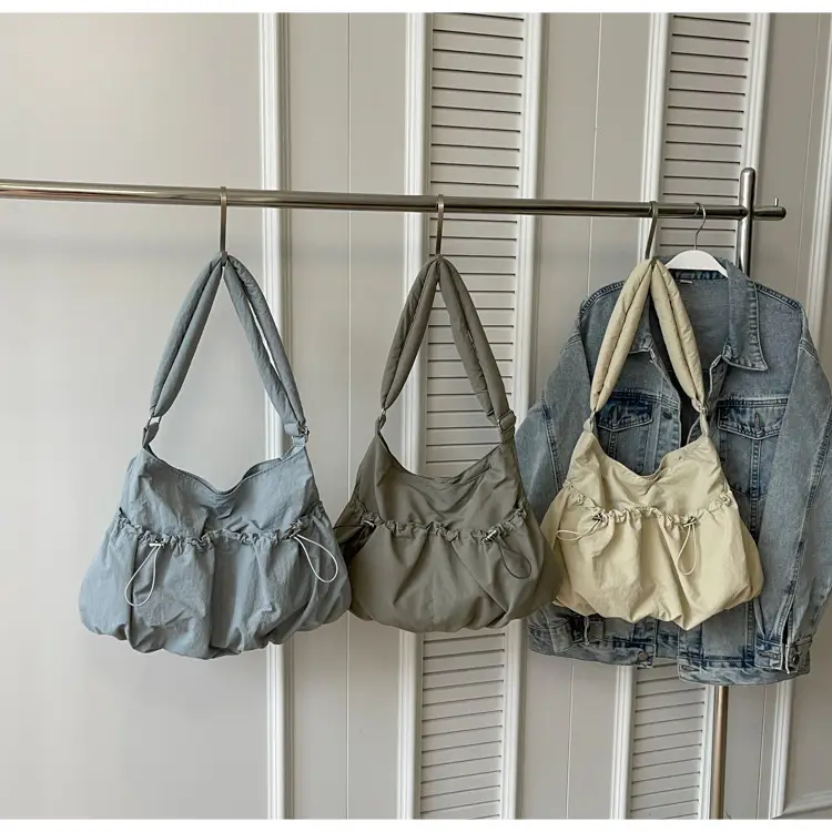 Korean Style Grey Nylon Shoulder Bag Large Capacity — feature 21