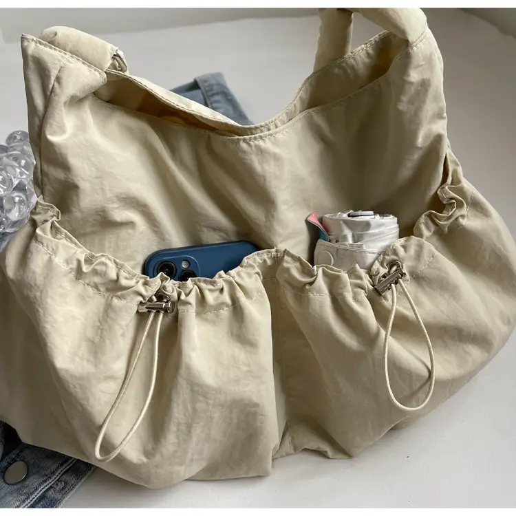 Korean Style Grey Nylon Shoulder Bag Large Capacity — feature 27