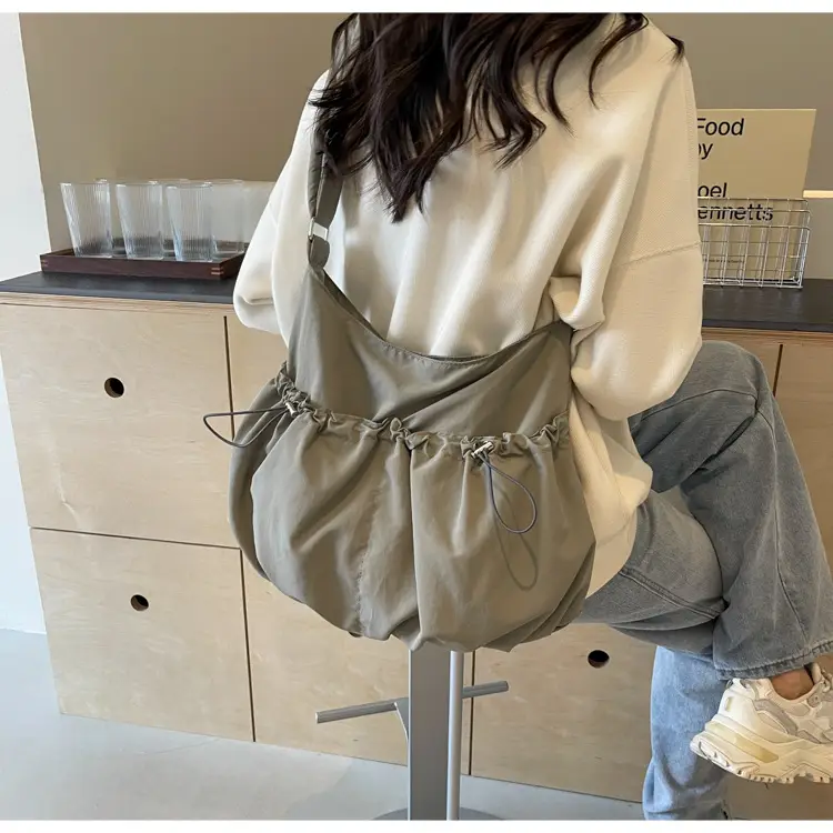 Korean Style Grey Nylon Shoulder Bag Large Capacity — feature 31