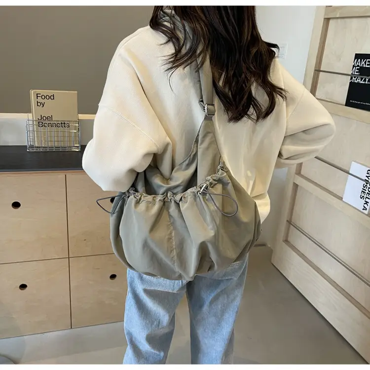 Korean Style Grey Nylon Shoulder Bag Large Capacity — feature 32