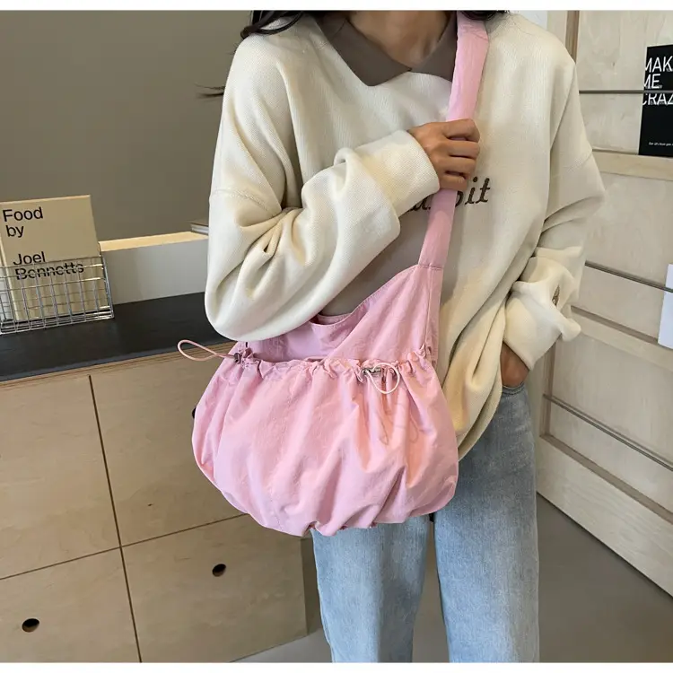 Korean Style Grey Nylon Shoulder Bag Large Capacity — feature 34