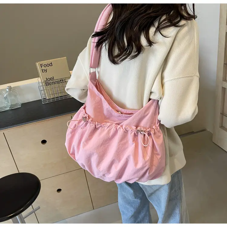 Korean Style Grey Nylon Shoulder Bag Large Capacity — feature 35