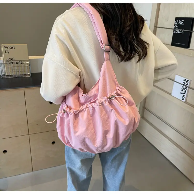 Korean Style Grey Nylon Shoulder Bag Large Capacity — feature 37