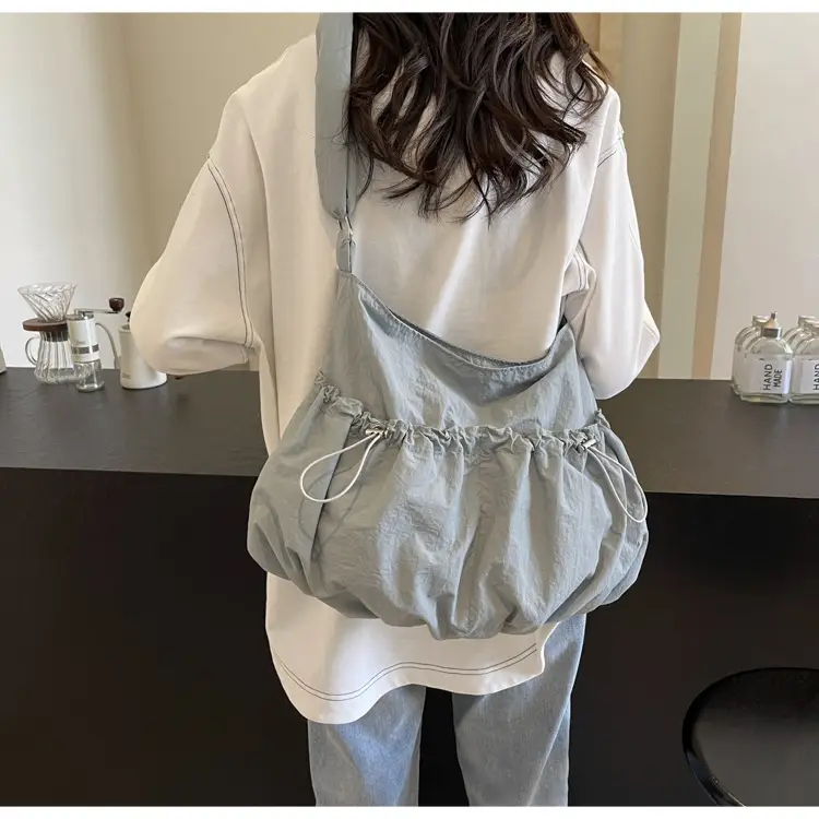 Korean Style Grey Nylon Shoulder Bag Large Capacity — feature 41